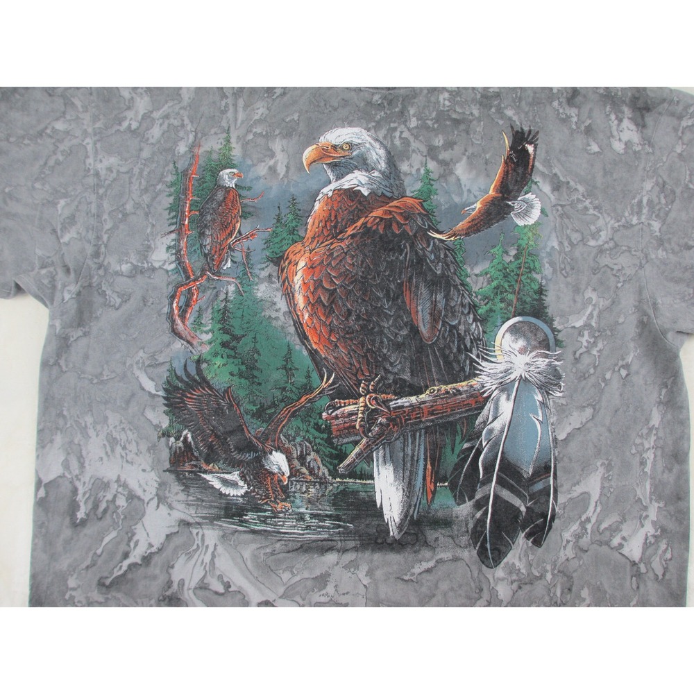 VINTAGE Ragtops Shirt Mens Extra Large Gray American Bald Eagle Tie Dye Cotton* - Picture 4 of 14